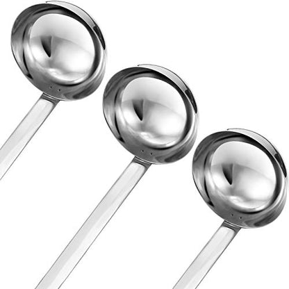 meekoo Stainless Steel Ladle Soup Handle Ladle with Pouring Rim for Kitchen Cooking Soup Sauce - size: 3 oz