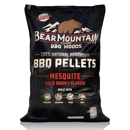 Bear Mountain All Natural Wood Pellets for Smoker, Grill & BBQ, 20 Lbs, Mesquite - size: 20 lb Bag