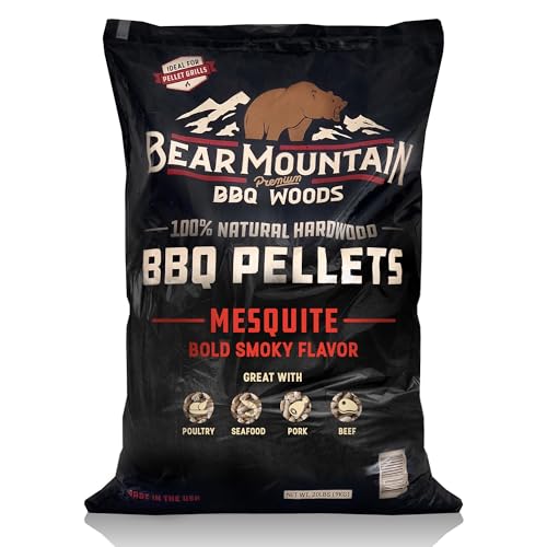 Bear Mountain All Natural Wood Pellets for Smoker, Grill & BBQ, 20 Lbs, Mesquite - size: 20 lb Bag