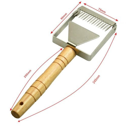 SEIWEI 16 Tines Adjustable Uncapping Fork with Wood Handle, 2 in 1 Stainless Steel Honeycomb Honey Fork Knife Bee Hive Shovel Hand Tool, Easy to Use