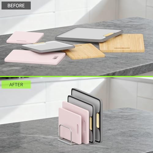 Cutting Board Organizer, 304 Stainless Steel Chopping Board Holder & Pot Pan Lid Rack, Kitchen Shelf Organizer for Bakeware, Cookie Sheets & Trays - size: 1.0 in Slots - 1 Pack
