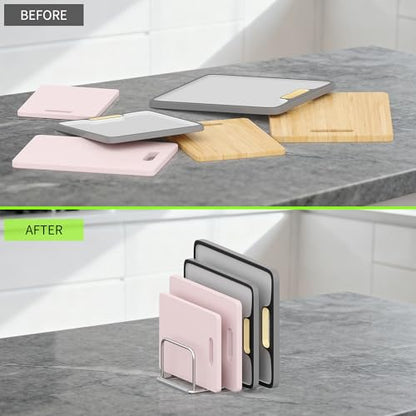Cutting Board Organizer, 304 Stainless Steel Chopping Board Holder & Pot Pan Lid Rack, Kitchen Shelf Organizer for Bakeware, Cookie Sheets & Trays - size: 1.0 in Slots - 1 Pack
