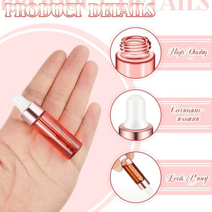 Didaey 100 Pcs 1/2/3/5/10/15 ml Mini Glass Oil Dropper Bottle Bulk, Clear Essential Small Empty Bottles Sample Containers Perfume Liquid Vials with Cap for Traveling (5 ml,Blush Pink) - color: Blush Pink, size: 5 ml