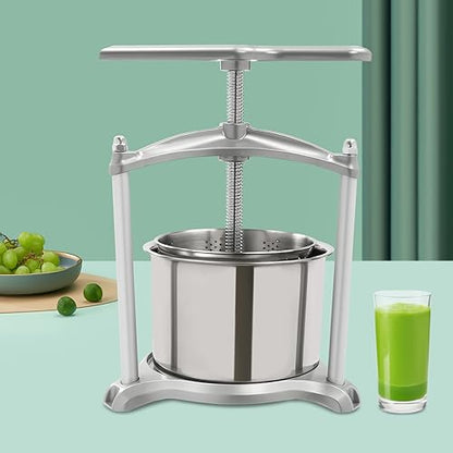 6 L/1.59Gal Fruit Wine Press Manual Press Machine with with T-Handle, Stainless Steel Manual Cheese Press Grape Cider Wine Making Equipment for Pressing Cheese, Herbs, Olive Oil, Honey