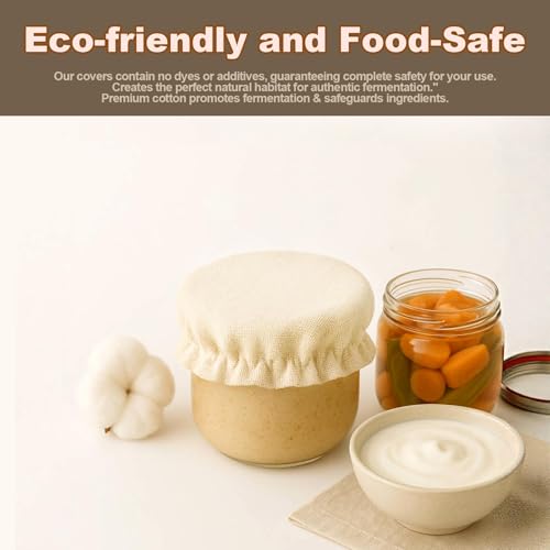 Pure Cotton Sourdough Jar Cover, Pack of 5,Breathable & Reusable Dough Proofing Cloth,Suitable for Jars with 3-4 Inch Mouth Lids - size: 5 PCS