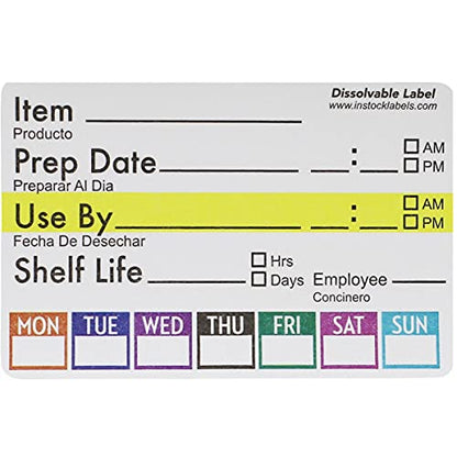 Universal Dissolvable Food Rotation Labels 2" x 3" Adhesive Stickers 500-Pack