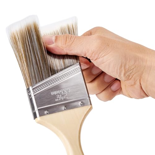 VEVOR Paint Brushes, 12 Piece Angle Paint Brush, Treated Wood Handle, Paint Brush Set for All Latex and Oil Paints & Stains, Wood Stain Brushes for Cabinets, Walls, Fences, Interior & Exterior Use - size: 12 PCS, style: Paint Brush