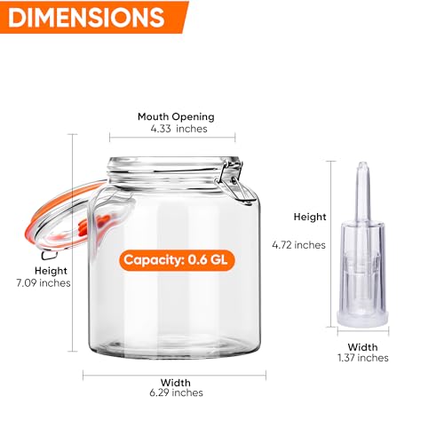 0.6 Gallon Fermentation Jars with Airlocks, 2 Pack Glass Kit | Perfect for Sauerkraut, Kimchi, Kombucha and Pickles - size: 0.6 Gallon