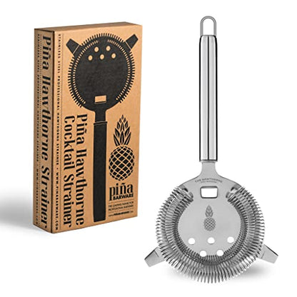 Piña Barware's The Hawthorne - Stainless Steel Commercial Hawthorne Cocktail Bar Strainer, Polished Finish 1 Pack - color: Mirror Polished, 1 Strainer