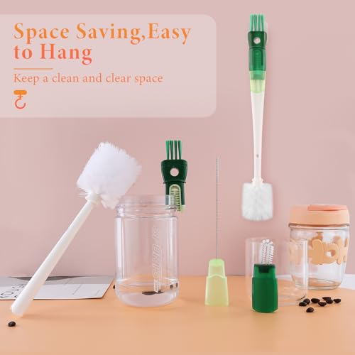 5 Pack Water Bottle Cleaner Brush Set for Hygiene Conscious People: 5 in 1 Removable Multifunctional Water Bottle Brush Cleaning Tools - Easily Cleans the Cup Mouth Lid Bottom and Straw