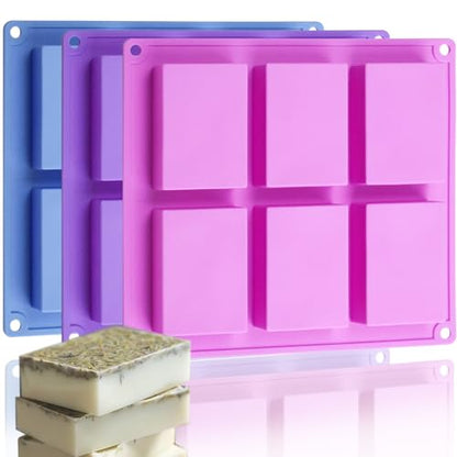 Rectangle Molds Silicone for Deep Chocolate Bar Food Grade Baking Molds for Rice Crispies Treats Cake Chocolate Bar Desserts Ice Cube Wax Melts Soap Homemade Non-stick Molds BPA free DIY Tray Molds - style: Square - 3PCS