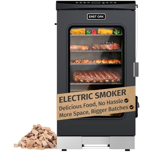 EAST OAK 30" Electric Smoker for Outdoors | Built-in Meat Probe & Clear Viewing Window | Side Chip Loader for 6x Longer Uninterrupted Smoking | 725 sq in Cooking Area for Bigger Batches, Night Blue - color: Night Blue – Glass Door