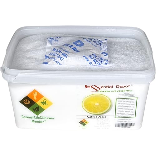 Citric Acid - 8 lbs - Anhydrous - Food Grade - Safety Sealed Wide Mouthed PP Container with Resealable Cap and Reattachable Handle