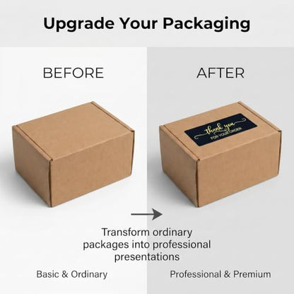 125Pcs Black Gold Foil Thank You for Your Order Labels, Online Shipping Envelopes Packaging Boxes, Party Favors - color: 125pcs- Black Gold Foil Thank You