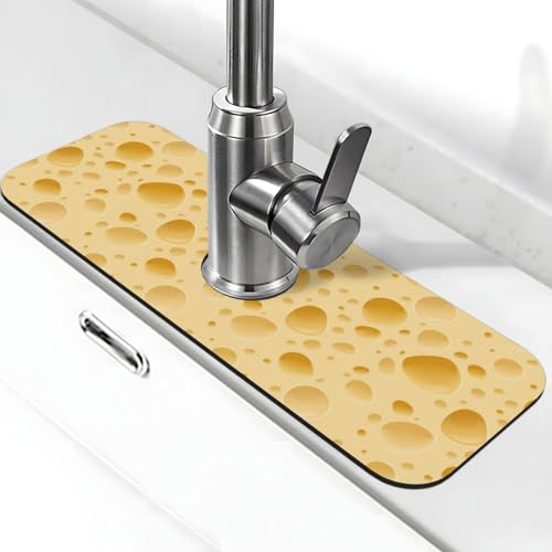 Cheese Faucet Mat For Kitchen Sink, Absorbent Countertop Protector, Quick Dry Sink Splash Guard Pad, Waterproof Draining Mat 15" X 5.5" - color: Style 5