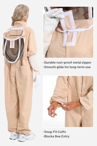 ANDES Bee Suit for Men Women, Full Body Sting Proof Beekeeping Suit with Gloves & Round Protective Veil Professional & Beginner for Apiary Backyard, Halloween Costume（XXL - size: XXL for 6'3"-6'8"