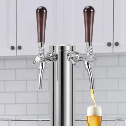 MRbrew 2 Pcs Solid Wood Beer Tap Handle with 3/8" Thread, 3" Brown Cylinder Beer Faucet Handle Comfort Grip for Kegerator Faucets, Homebrew, Kegerators and Bars