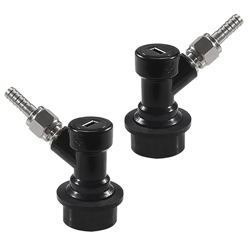 2Pcs Ball Lock Quick Disconnector for Corny Keg Homebrew Beer Keg Coupler with Stainless Steel 3/16'' Liquid Barb Cornelius Keg by GWENBHMTOOL - color: Black