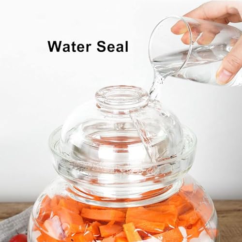 Fermentation Jar, 1.5 Liter Pickle Kimchi Jar with Water Seal Lid | Food Grade, Clear Glass, for Making Pickles Kimchi Sauerkraut and Fermenting Vegetables Fruits, Kombucha, Wine Brewing - size: 1.5 l Wide Mouth