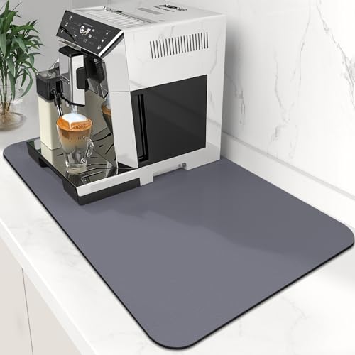 WISELIFE Coffee Mat Super Absorbent Dish Drying Mat Coffee Bar Accessories Large Drying Mats for Kitchen Counter 12" W x 19" L, Grey - color: Gray, size: 19" x 12"