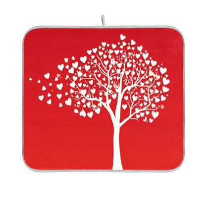 Valentine's Day Dish Drying Mats for Kitchen 16x18 inch Love Tree With Hearts Drying Pad Dish Drainer Mat Counter top Mat Dish Draining Mat L - color: Valentine, size: 16x18in