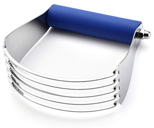 Spring Chef Large Dough Blender For Baking, Stainless Steel Puff Pastry Cutter Tool with Sharp & Thick Blades, Dishwasher Safe Dough Cutter Tool, Manual Pastry Blender for Easy Mixing - Sapphire - color: Sapphire, size: 4" Large