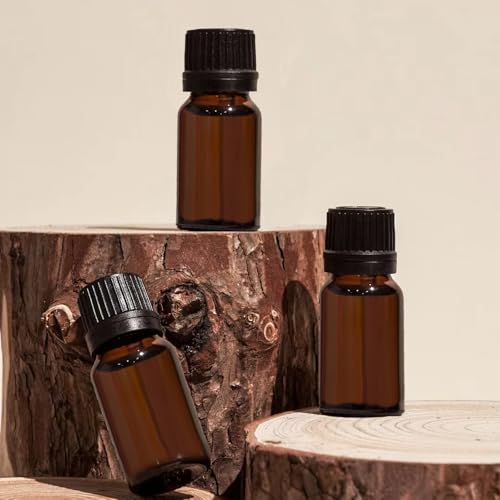 24 Pack 10ml Amber Glass Essential Oils Bottles Empty Glass Dropper Vials Sample Bottle With Orifice Reducer and lid,for Aromatherapy Oils (Amber, 10ml) - color: Amber