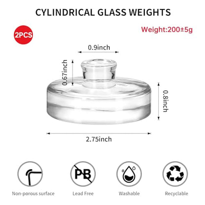 2Pcs Fermentation Glass Weights for Wide Mouth Jars - Pickle Bottles with Sealing Lids for Efficient Fermenting - Durable, Transparent Fermenting Lids and Weights for Sauerkraut (C Cylinder) - size: C Cylinder