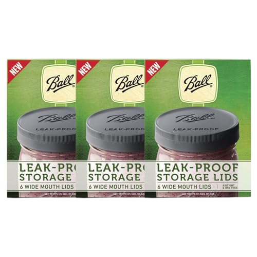 Ball Mason Jar Leak-Proof Lids, Wide Mouth, 6 CT (Pack of 3) - color: Wide, size: 6 Count (Pack of 3)