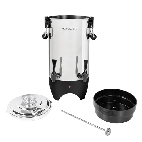 HomeCraft 45-Cup Coffee Urn and Hot Beverage Dispenser with Double Dripless Faucet, Quick-Brewing, Stainless Steel - style: 45 Cup Double Spigot