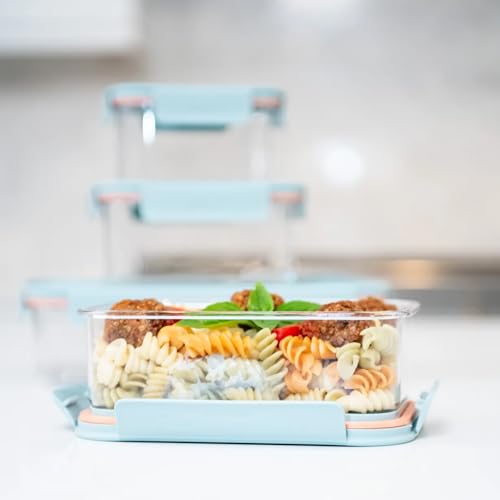 LocknLock Tritan Plastic Bisfree Modular Plus Food Storage Container Set, Lunch, Meal Prep, Stackable, BPA-Free, Leakproof, Microwave, Freezer-Safe, 10 Pieces, 5 Boxes and 5 Lids, Mint - color: Mint, size: 10 set (5 containers & 5 Lids)