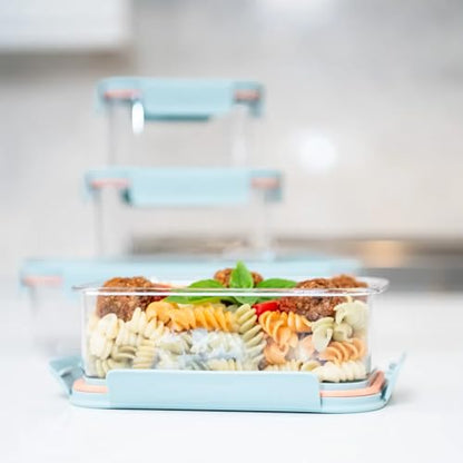 LocknLock Tritan Plastic Bisfree Modular Plus Food Storage Container Set, Lunch, Meal Prep, Stackable, BPA-Free, Leakproof, Microwave, Freezer-Safe, 10 Pieces, 5 Boxes and 5 Lids, Mint - color: Mint, size: 10 set (5 containers & 5 Lids)