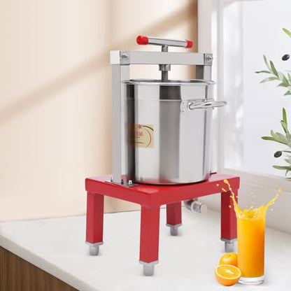 13L/3.4gal Manual Fruit Wine Press, DIY Large Fruit Honey Presser Beeswax Extractor Beekeeping Machine Stainless Steel Household Grape Fruit Juice Wine Making Equipment - size: 13L/3.4gal, Red