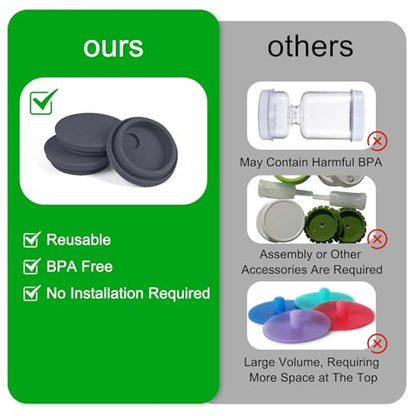 Fermentation Lids Silicone Waterless Airlock Fermenting Lids for Regular Mason Jars For Making Pickled and Fermented Probiotic Foods 3 Pack (Jars Not Included) (Gray) - color: Gray