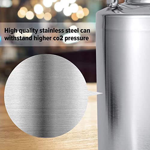 TMCRAFT 1.6 Gallon Mini Ball Lock Keg, Stainless Steel Double Ball Lock Post Corny Keg with Quick Disconnect Set for Home-brewing