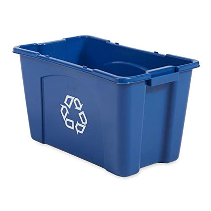 Rubbermaid Commercial Products Stackable Recycling Bin, 18 Gallon, Blue Storage Container, For Garage/Kitchen use for Boxes/Paper Recycle (Pack of 6) - size: 18G