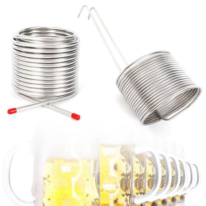 304 Stainless Steel Cooling Coil Pipe, Immersion Wort Chiller Coil Homebrew, Efficient Cooling, 0.31inch Diameter, Homebrew Wort Chiller with Pipe Caps for 12.7Qt Beer Holding Tanks - color: 304 Stainless Steel