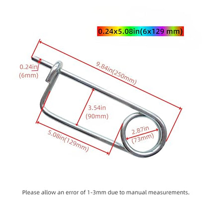 Steel Brooch Shape Open Safety pin Spring pin, Quick Lock line Lock pin Locking Fasteners for Farm Lawn Garden Hooks (0.24x5.08in(6x129 mm)-2Pcs) - size: 0.24x5.08in(6x129 mm)-2Pcs