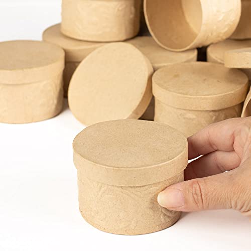 Pack of 12 Paper Mache Round Embossed Boxes by Factory Direct Craft - Round Papier Mache Embossed Boxes with Lids. Use as a Jewelry Box or Small Gift Box. - color: 12 Embossed Round Boxes