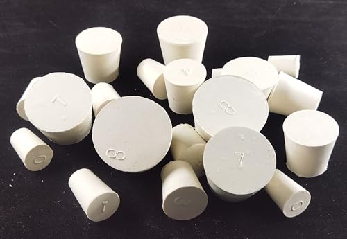 White Rubber Stoppers Assorted 000# - 8#,22Pack,8mm to 42mm,Also as Lab Rubber Stopper Used for Sealing Balloon Bottles,Water Tank Etc (Each Size 2 Pieces)