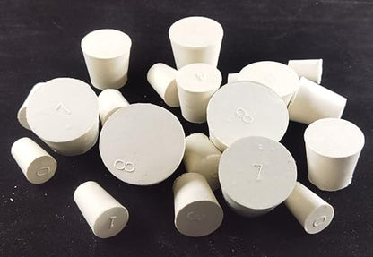 White Rubber Stoppers Assorted 000# - 8#,22Pack,8mm to 42mm,Also as Lab Rubber Stopper Used for Sealing Balloon Bottles,Water Tank Etc (Each Size 2 Pieces)