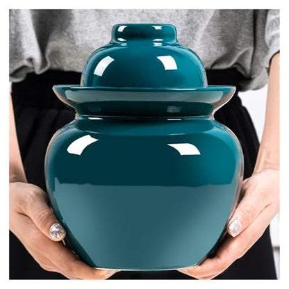 Fermentation Jars，Fermentation Crock Jar,Sauerkraut Crock,Pickle Jar Traditional Chinese Ceramic Fermentation Crock Jar Pickling Jar With Water Seal Airlock Lid,Large Thickened Ceramic Pickle Jar Kimc - color: Pink, size: 5KG