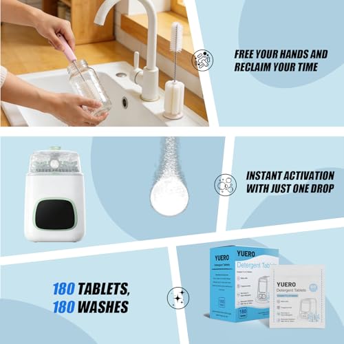 Professional Deep Cleaning Detergent Tablets for All Baby Bottle Washers, Washer Tablets for Bottle Washer and Sterilizer and Dryer, Easy to Use (180Pcs)