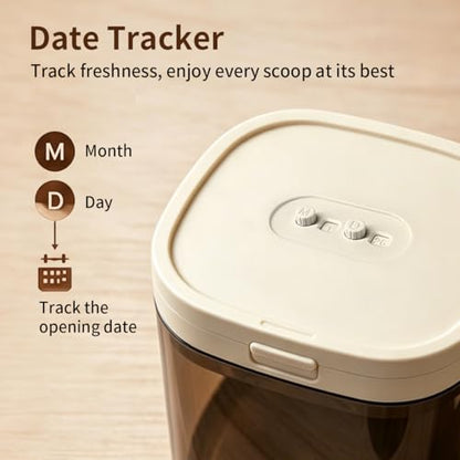 Airtight Food Storage Container with Magnetic Scoop & Built-in Leveler, 1200ML Coffee Storage Container with Date Tracker, BPA Free UV Blocking Food Container for Coffee Beans, Ground Coffee, Tea - color: 1200ml