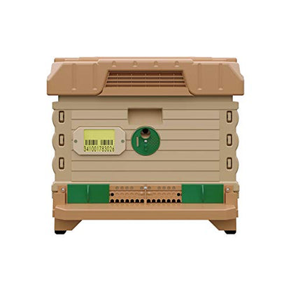 Apimaye Ergo Insulated 10 Frame Bee Hive Set [NO Frames Included] (Single Hive, Tan Body Green Entrance) - color: Tan Body Green Entrance