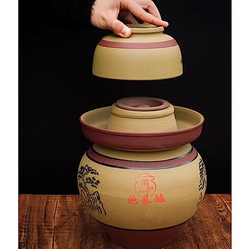 Traditional Chinese Pickle Jar Ceramic Jar with Lid, Fermentation Kit Crock with Water Seal Airlock Lid, Fermentation Jar for Pickles, Kimchi, Sauerkraut,Paocai Jar 8.5kg - size: 8.5kg
