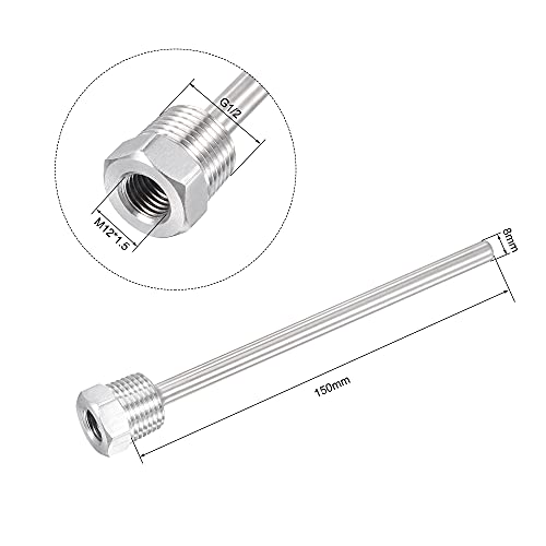 uxcell 8mm Dia G1/2 Thermowell Weldless Stainless Steel 304 with Cable Gland 150mm Length for Beer Fermenter, White - color: White, size: G1/2 x 150mm