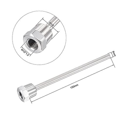 uxcell 8mm Dia G1/2 Thermowell Weldless Stainless Steel 304 with Cable Gland 150mm Length for Beer Fermenter, White - color: White, size: G1/2 x 150mm