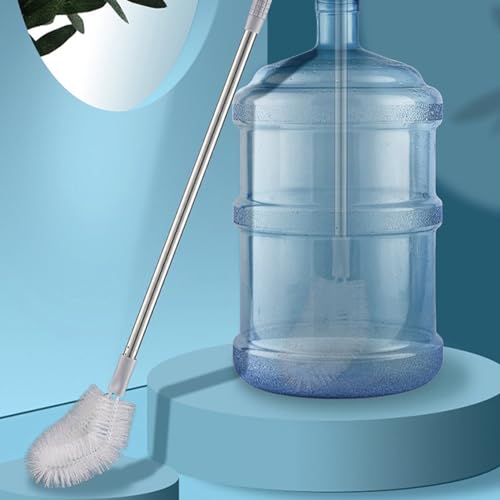 Long Bottle Brush, 70cm Stainless Steel Handle Bendable Head Bottle Cleaner Brush for Household Office (Grey) - color: Gray
