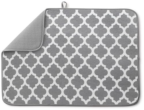 Bellemain XL Dish Mat 24" x 17" ( LARGEST MAT ) Microfiber Dish Drying Mat , Super absorbent ( Trellis ) - color: Trellis, size: 17" x 24"